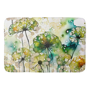 Queen Anne's Lace and Bubbles Abstract Bath Mat