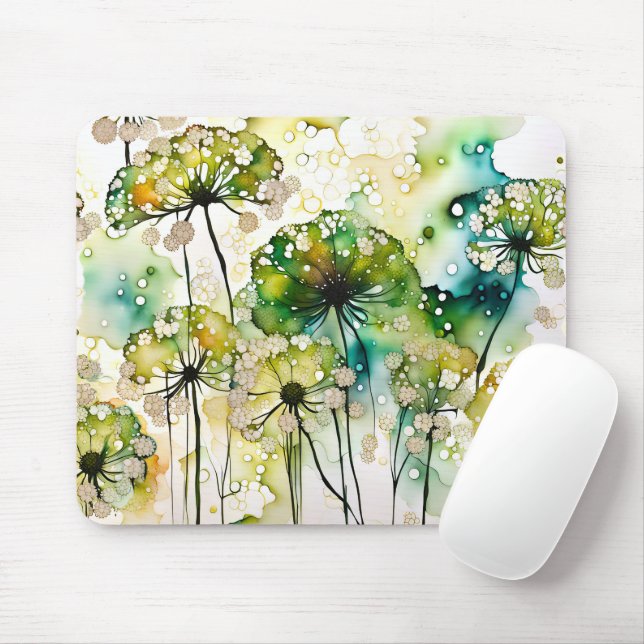 Queen Anne's Lace and Bubbles Abstract Mouse Pad (With Mouse)