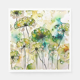Queen Anne's Lace and Bubbles Abstract Napkin