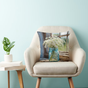 Queen Anne's Lace Bouquet In Window Throw Pillow
