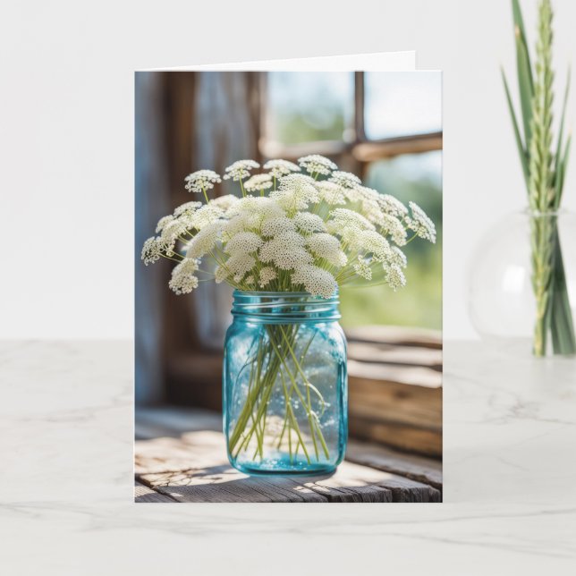 Queen Anne's Lace Bouquet Sympathy Card (Front)