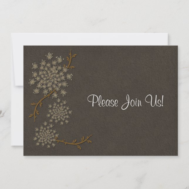 Queen Anne's Lace Brown Wedding Invitation (Front)