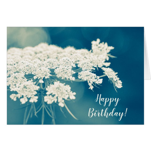 Queen Anne's Lace Custom Happy Birthday Card (Front Horizontal)
