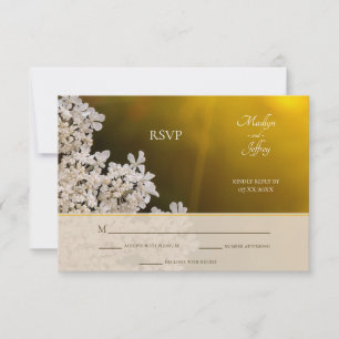 Queen Anne's lace distant sunlight wedding RSVP Card