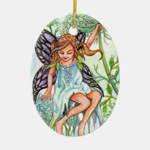 Queen Anne's Lace Fairy Ceramic Ornament