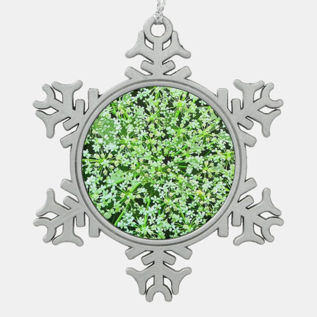 Queen Annes Lace Snowflake Pewter Christmas Ornament (Front)