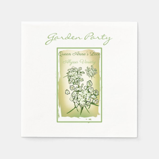 Queen Anne's Lace Watercolor Seed Packet Napkin (Front)