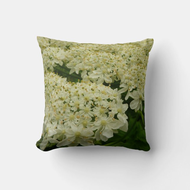 Queen Anne's Lace Wildflower Photo Throw Pillow (Front)