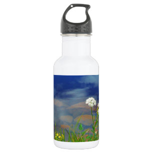 Queen Ann's lace flowers, blue mountain lake 532 Ml Water Bottle