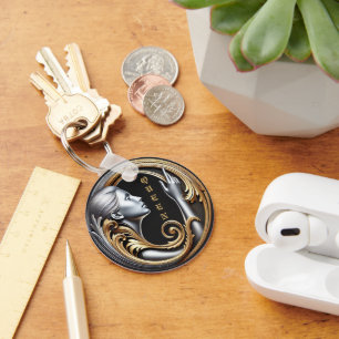 Queen Art's Metal Circle Keychain – Elegant, Light