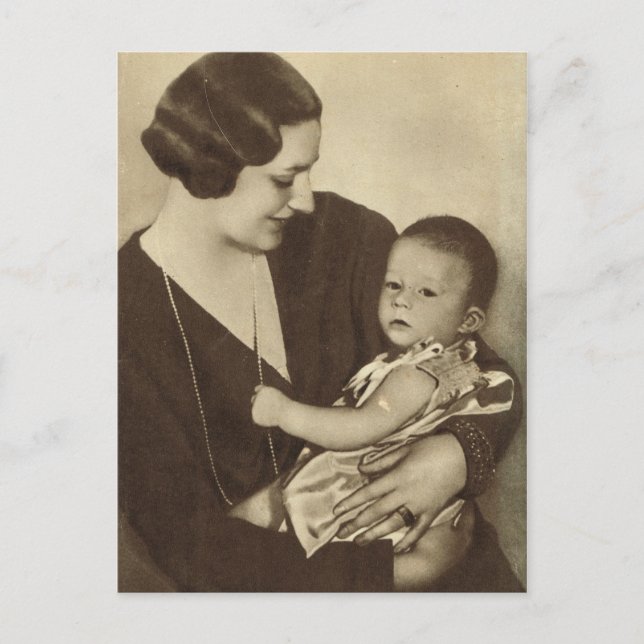 Queen Astrid of Belgium with Prince Albert Postcard (Front)