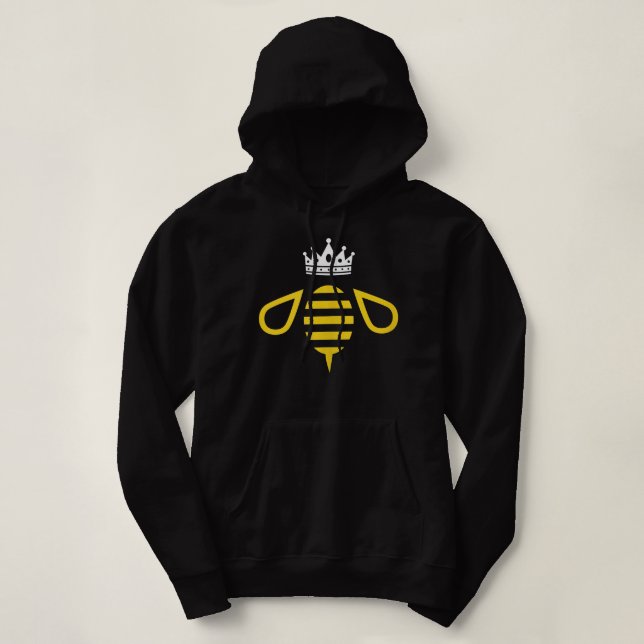 Queen B Queen Bee with a Crown and Bumblebee Graph Hoodie (Design Front)