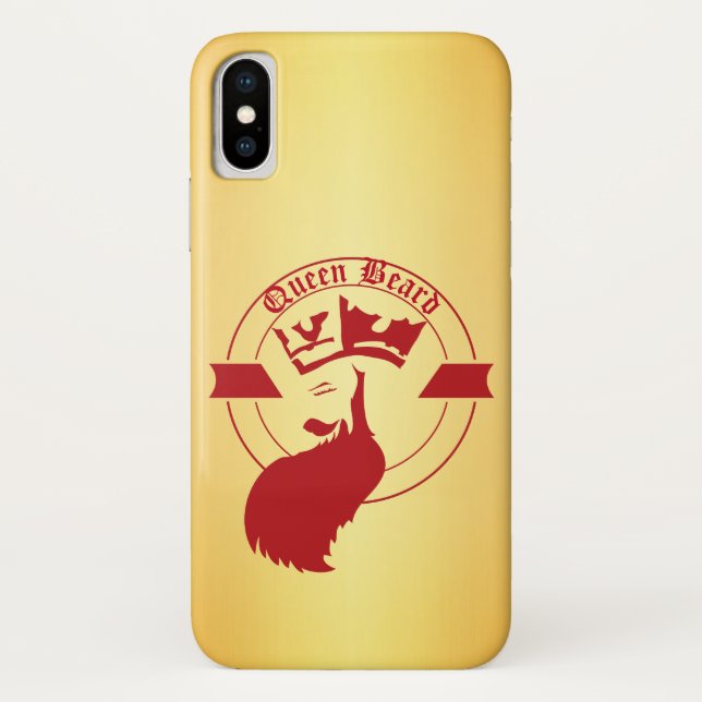 Queen Beard Emblem on Gold Case-Mate iPhone Case (Back)