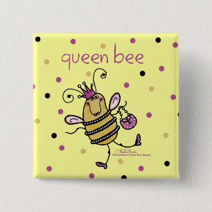 Queen Bee 2 Inch Square Button