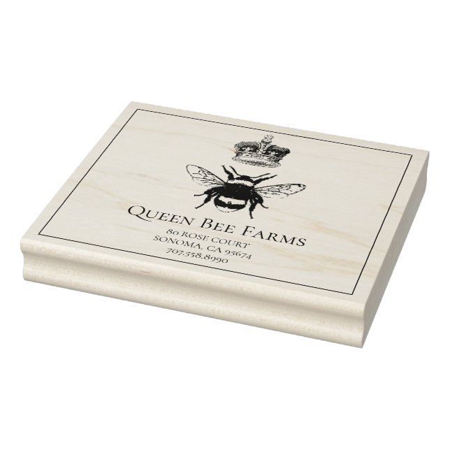 Queen Bee And Crown Apiary Farm Or Candlemaker Rubber Stamp (Stamp)