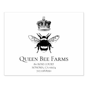 Queen Bee And Crown Apiary Farm Or Candlemaker Rubber Stamp