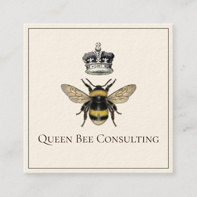 Queen Bee And Crown Consulting Square Business Card (Front)