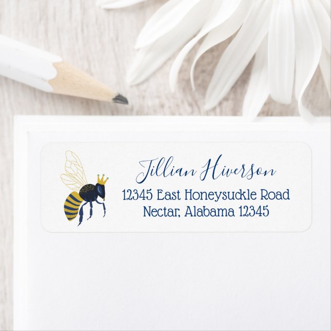 Queen Bee and Crown Return Address Label (Insitu)