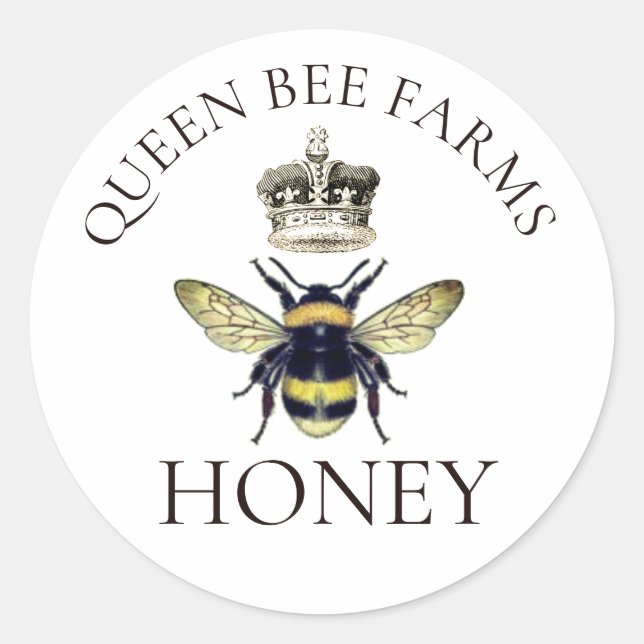 Queen Bee And Regal Crown Honey Labels (Front)