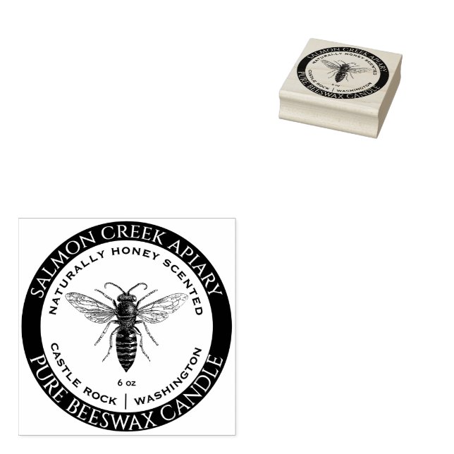 Queen Bee Apiary Custom Beeswax Candle Stamp (Stamped)