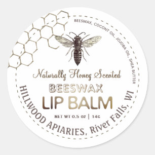 Queen Bee Beeswax Lip Balm Étiquette Honeycomb