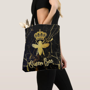 QUEEN BEE Black & Gold Marble TOTE Bag