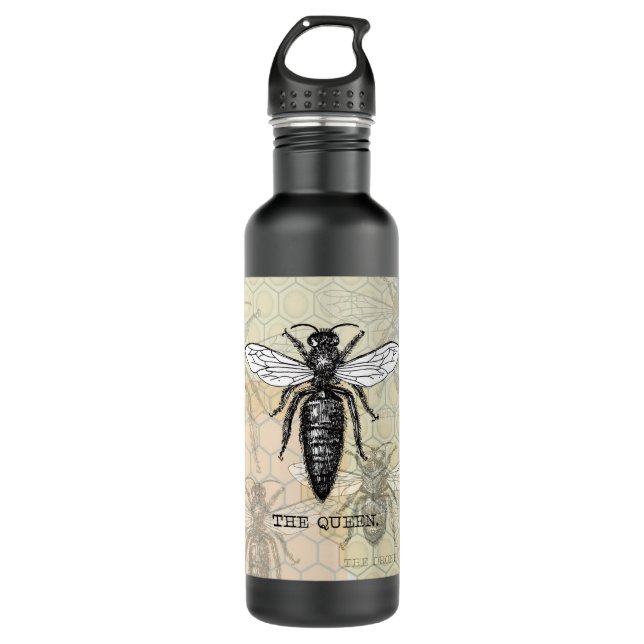 Queen Bee Bug Insect Antique Illustration 710 Ml Water Bottle (Front)