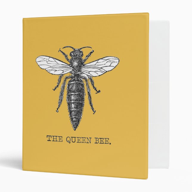 Queen Bee Bug Insect Antique Illustration Binder (Front/Inside)