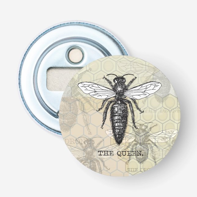 Queen Bee Bug Insect Antique Illustration Bottle Opener (Front)