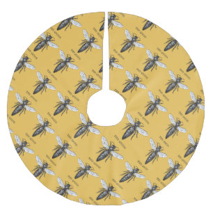 Queen Bee Bug Insect Antique Illustration Brushed Polyester Tree Skirt