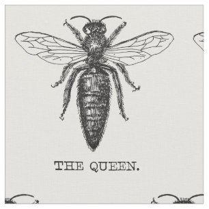 Queen Bee Bug Insect Antique Illustration Fabric