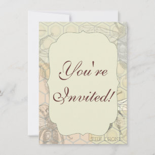 Queen Bee Bug Insect Antique Illustration Invitation