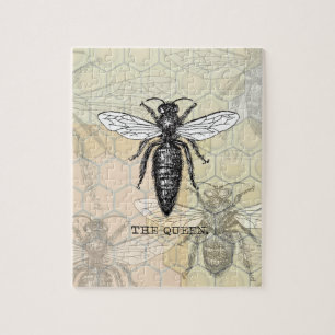 Queen Bee Bug Insect Antique Illustration Jigsaw Puzzle