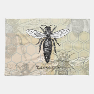 Queen Bee Bug Insect Antique Illustration Kitchen Towel