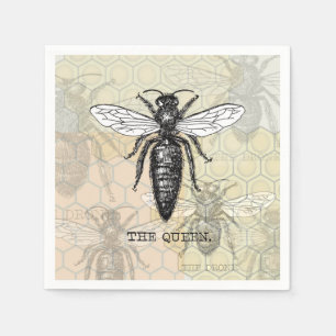 Queen Bee Bug Insect Antique Illustration Napkin
