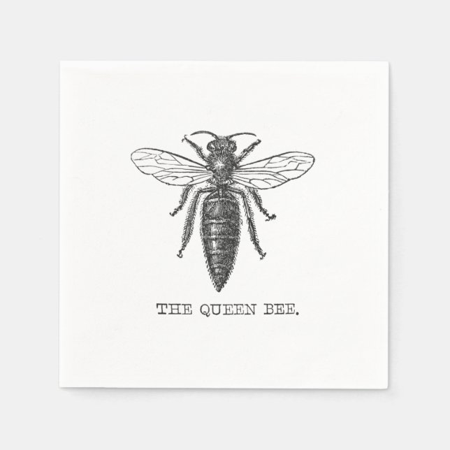 Queen Bee Bug Insect Antique Illustration Napkin (Front)