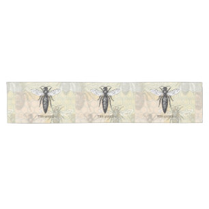 Queen Bee Bug Insect Antique Illustration Short Table Runner