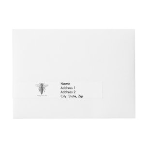 Queen Bee Bug Insect Antique Illustration Wraparound Address Label