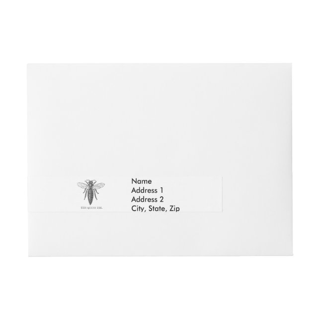 Queen Bee Bug Insect Antique Illustration Wraparound Address Label (Front)