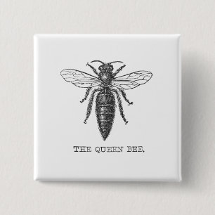 Queen Bee Bug Insect Bees Illustration 2 Inch Square Button