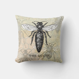 Queen Bee Bug Insect Bees Illustration Throw Pillow