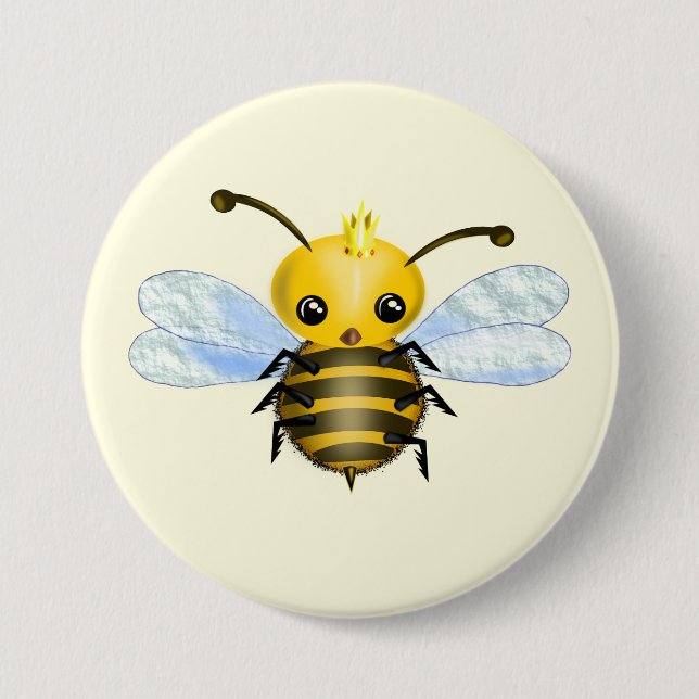 Queen Bee Button - Your Color - Text (Front)