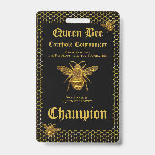 Queen Bee Cornhole Tournament Fundraiser Champion Badge