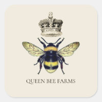 Queen Bee Crown Apiary Beekeeper Farm Honey  Squar