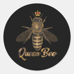 Queen Bee Crown Beekeeping Honey Lover Bee Keeper Classic Round Sticker