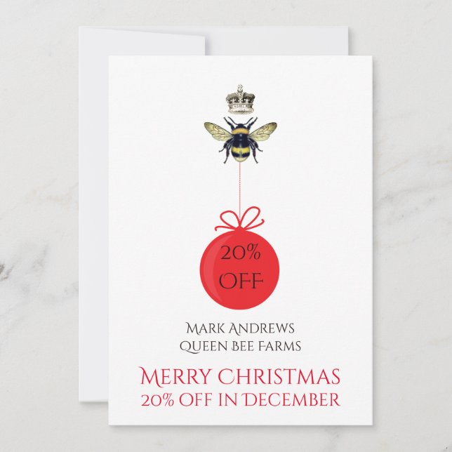 Queen Bee Crown Honey Carte blanche de vacances d' (Devant)