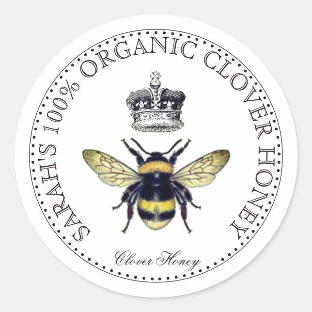 Queen Bee Crown Honey Label (Front)