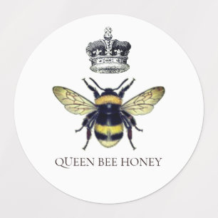 Queen Bee & Crown White Honey Labels
