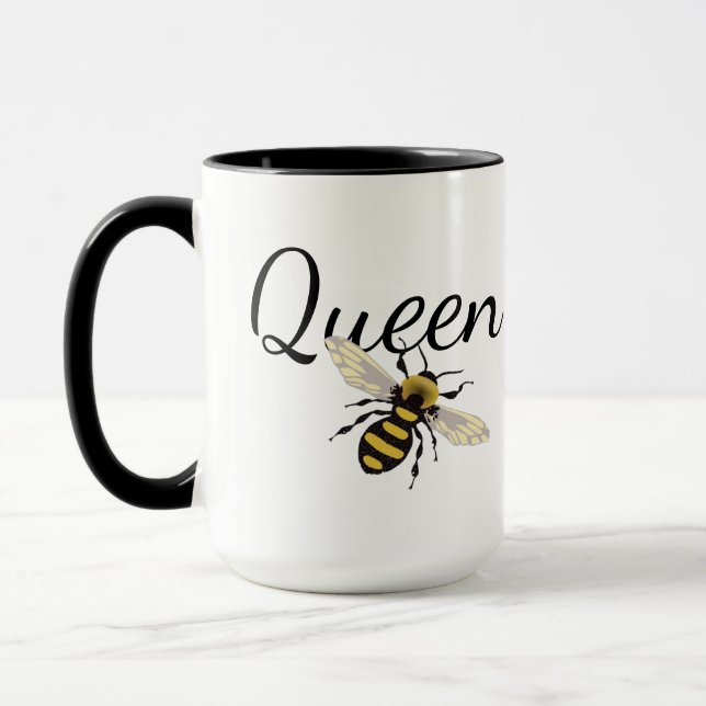 Queen Bee Custom Gift for Wife Girlfriend Coffee Mug (Left)