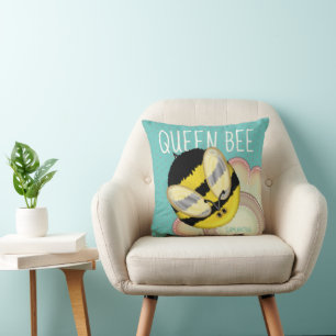 Queen Bee Cute Bumble Bee Personalized Throw Pillow